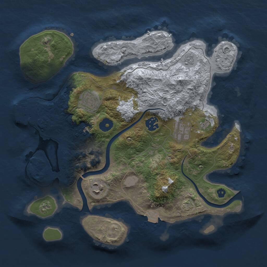 Rust Map: Procedural Map, Size: 3000, Seed: 109566675, 9 Monuments