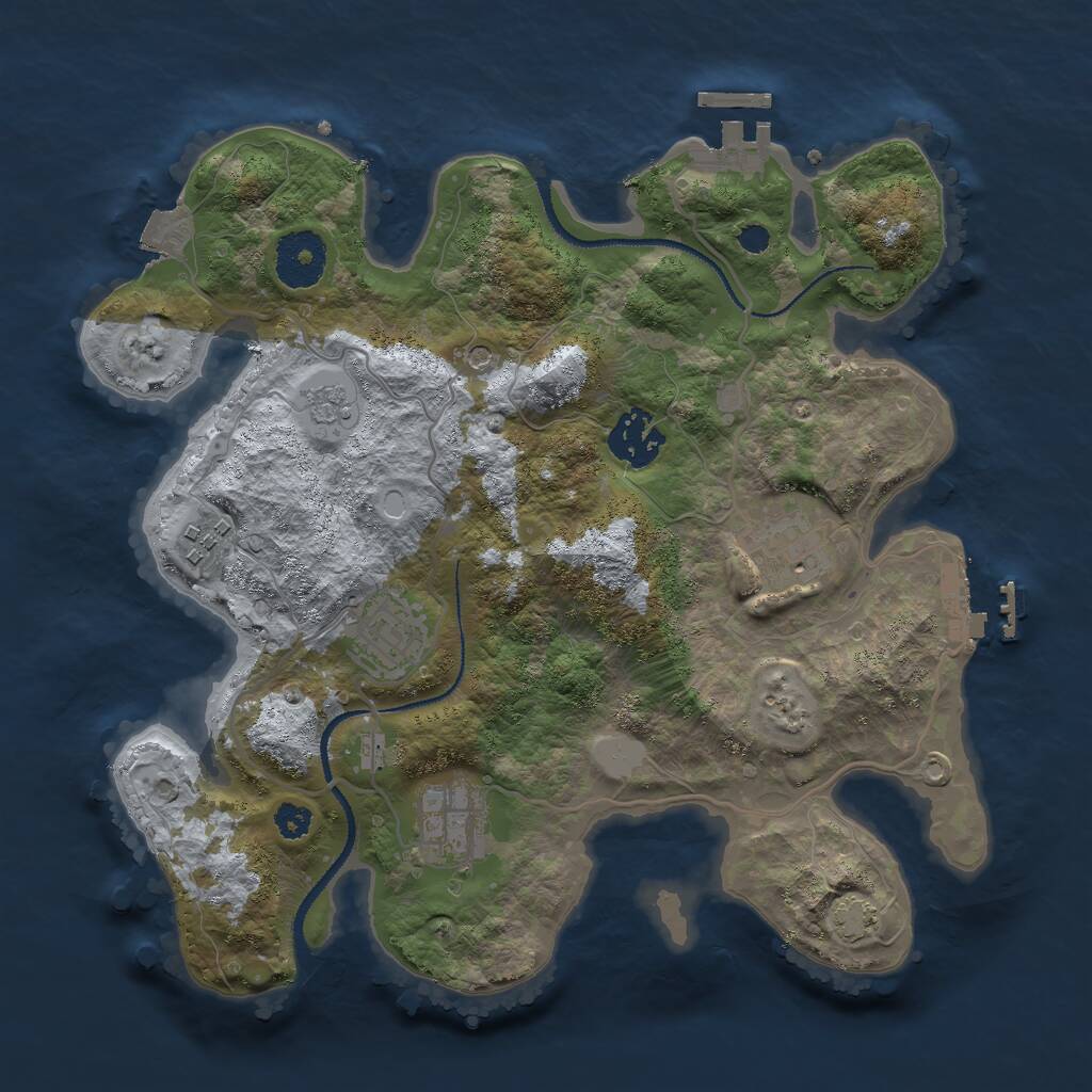 Rust Map: Procedural Map, Size: 3000, Seed: 191953674, 11 Monuments