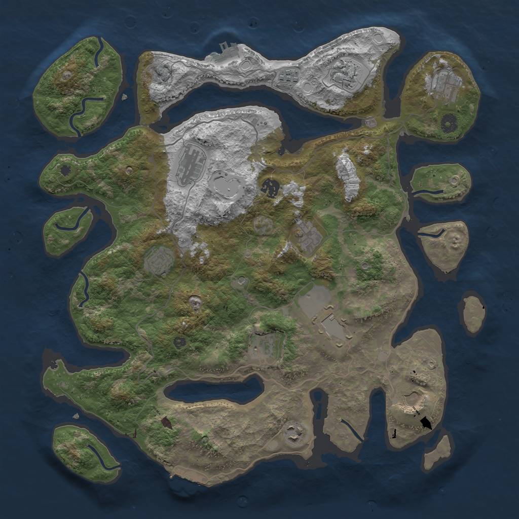 Rust Map: Procedural Map, Size: 4200, Seed: 834834734, 19 Monuments