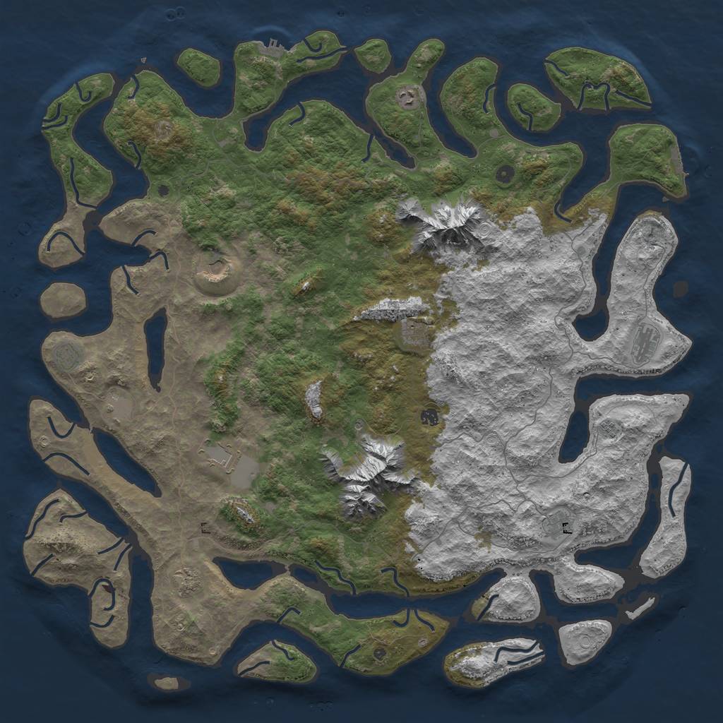 Rust Map: Procedural Map, Size: 6000, Seed: 5800, 19 Monuments