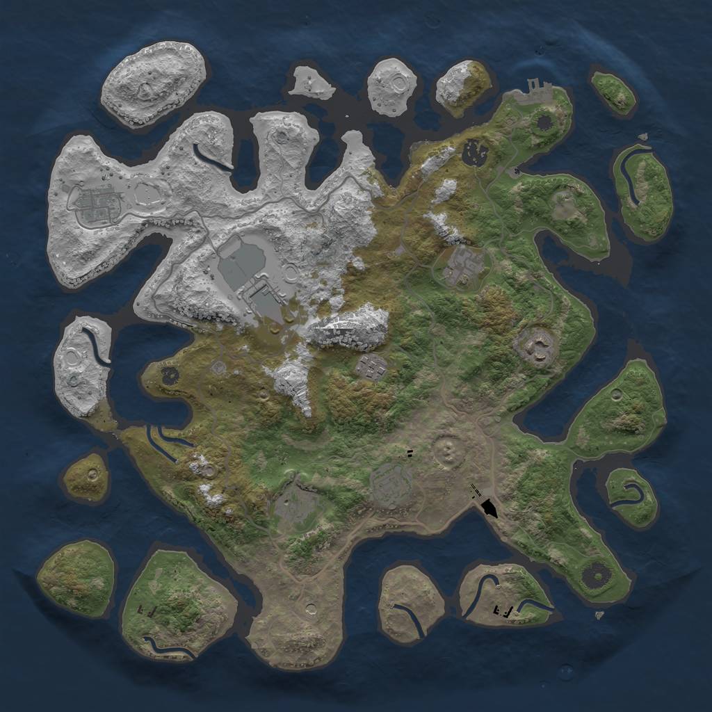 Rust Map: Procedural Map, Size: 4000, Seed: 33233858, 15 Monuments