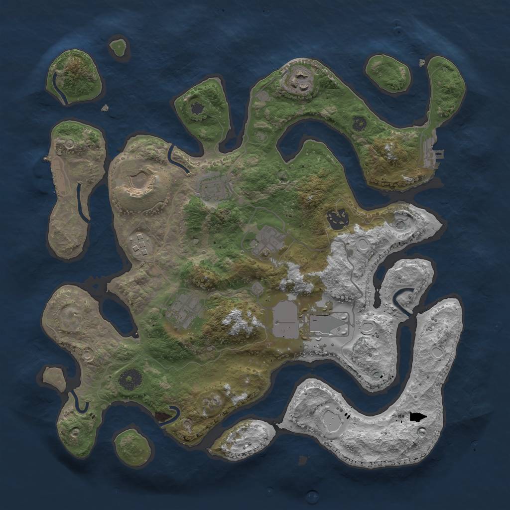 Rust Map: Procedural Map, Size: 3500, Seed: 24428160, 16 Monuments