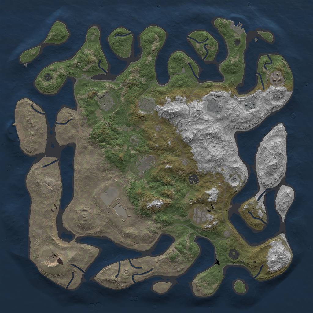 Rust Map: Procedural Map, Size: 4500, Seed: 1207847862, 18 Monuments