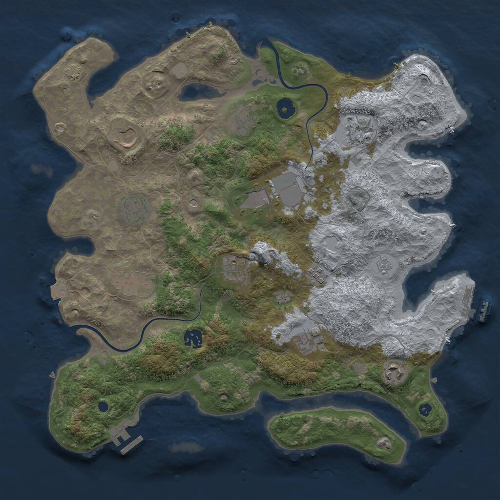 Rust Map: Procedural Map, Size: 3900, Seed: 485810225, 17 Monuments