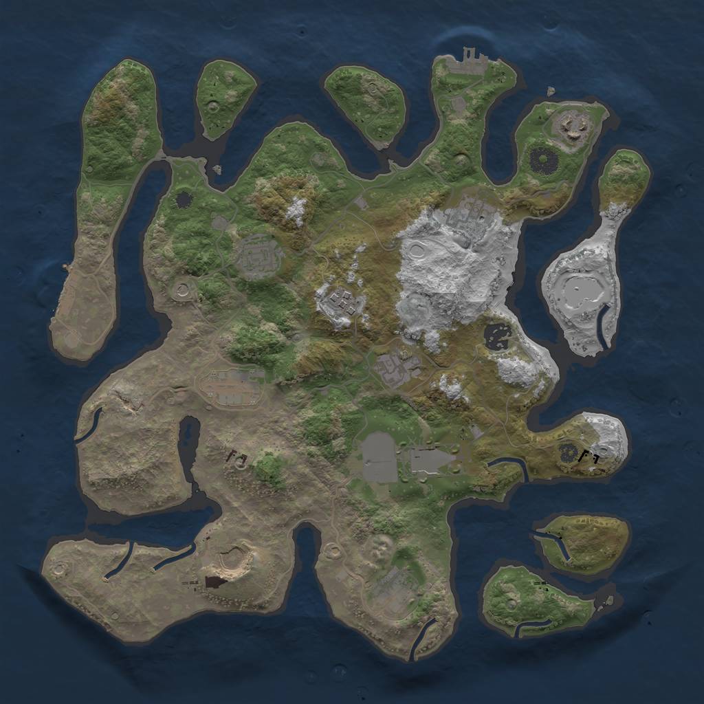 Rust Map: Procedural Map, Size: 3700, Seed: 1163234884, 18 Monuments