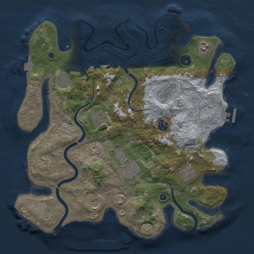 Rust Map: Procedural Map, Size: 3700, Seed: 1163234884, 16 Monuments