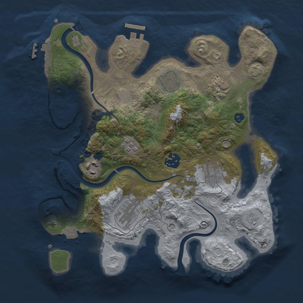 Rust Map: Procedural Map, Size: 3000, Seed: 1548221719, 13 Monuments