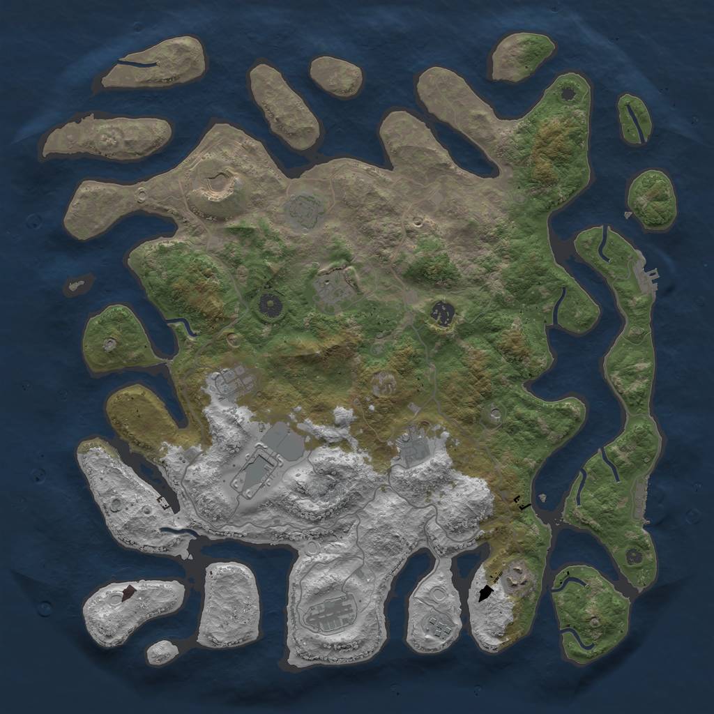 Rust Map: Procedural Map, Size: 4500, Seed: 724073182, 18 Monuments