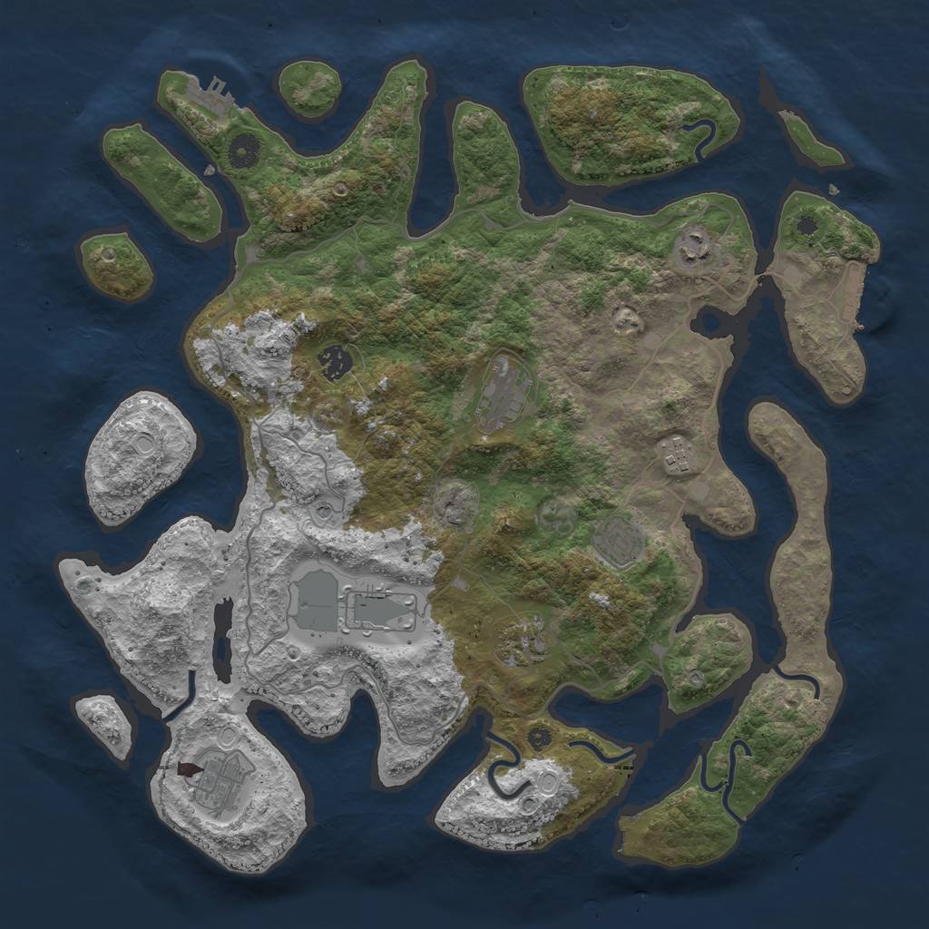 Rust Map: Procedural Map, Size: 4100, Seed: 20210107, 16 Monuments