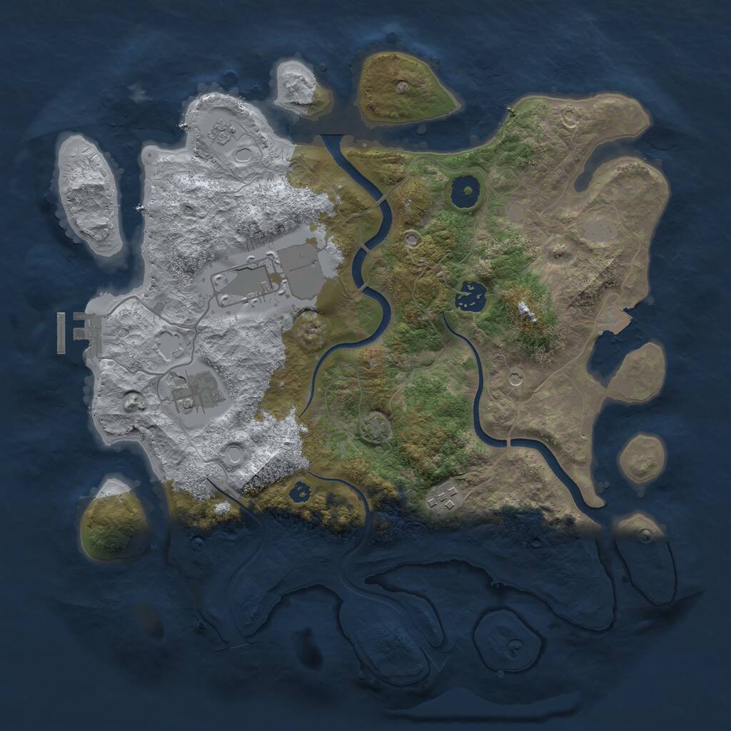 Rust Map: Procedural Map, Size: 3500, Seed: 1732107278, 9 Monuments