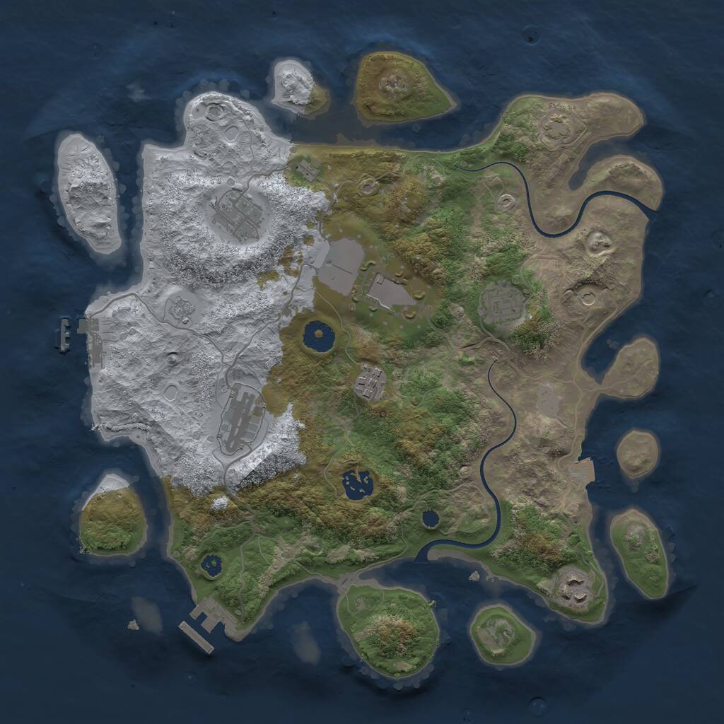 Rust Map: Procedural Map, Size: 3500, Seed: 1732107278, 13 Monuments