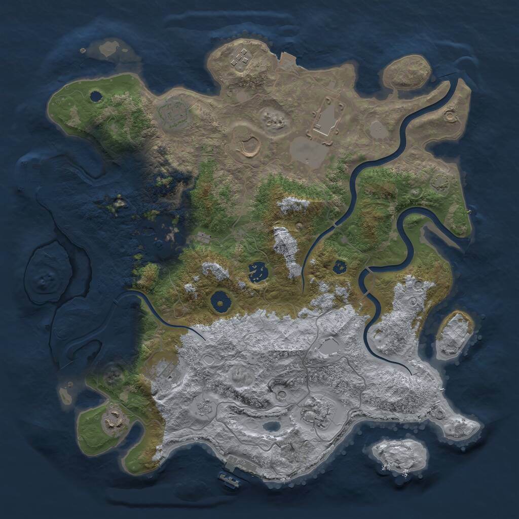 Rust Map: Procedural Map, Size: 3800, Seed: 95803757, 15 Monuments