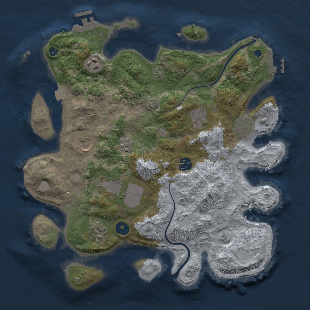 Rust Map: Procedural Map, Size: 3500, Seed: 1796941360, 13 Monuments