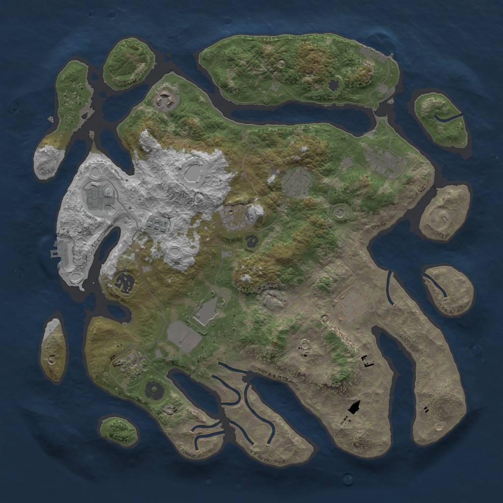 Rust Map: Procedural Map, Size: 3950, Seed: 2, 18 Monuments