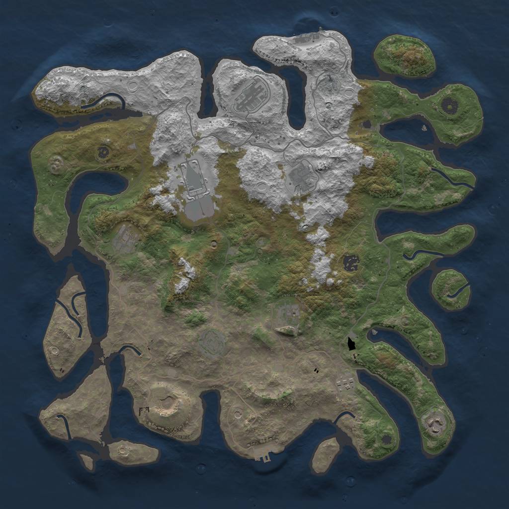 Rust Map: Procedural Map, Size: 4500, Seed: 2107157684, 18 Monuments