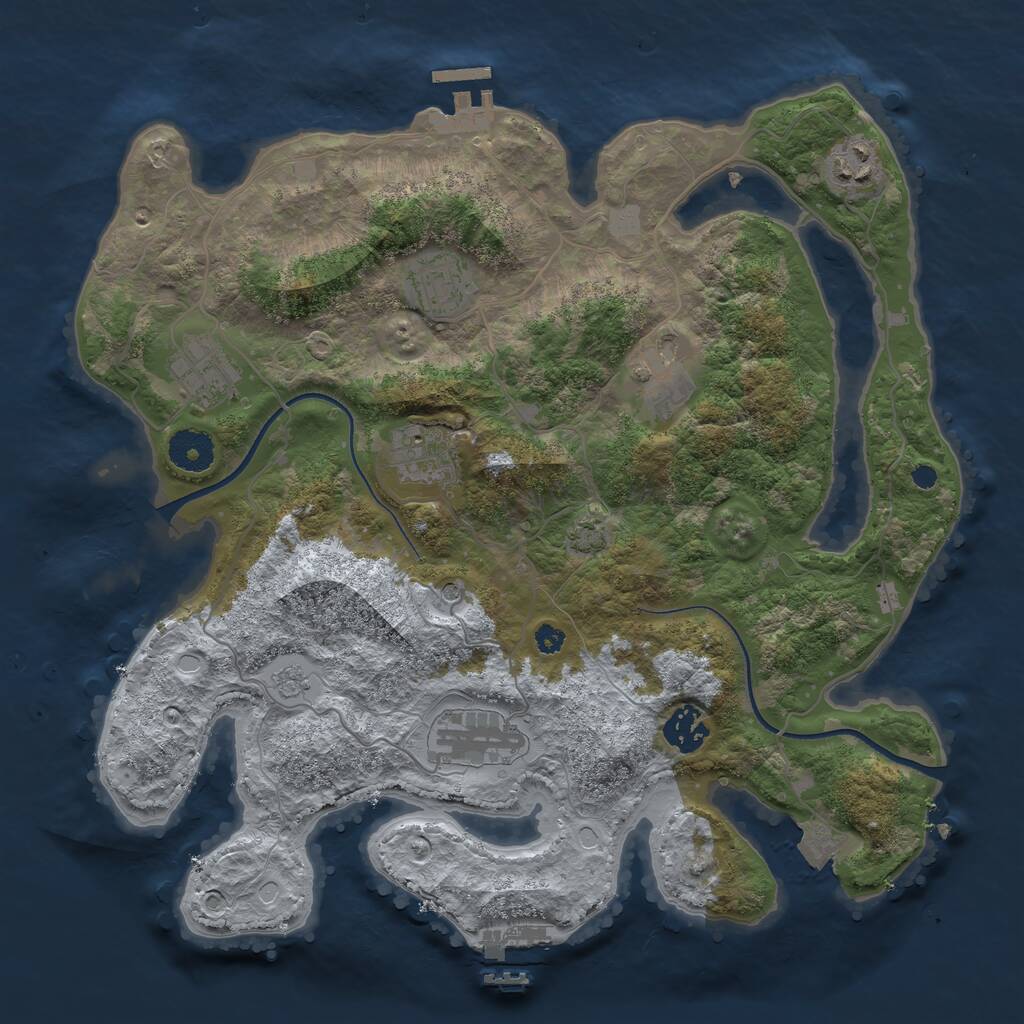 Rust Map: Procedural Map, Size: 3500, Seed: 28269, 13 Monuments