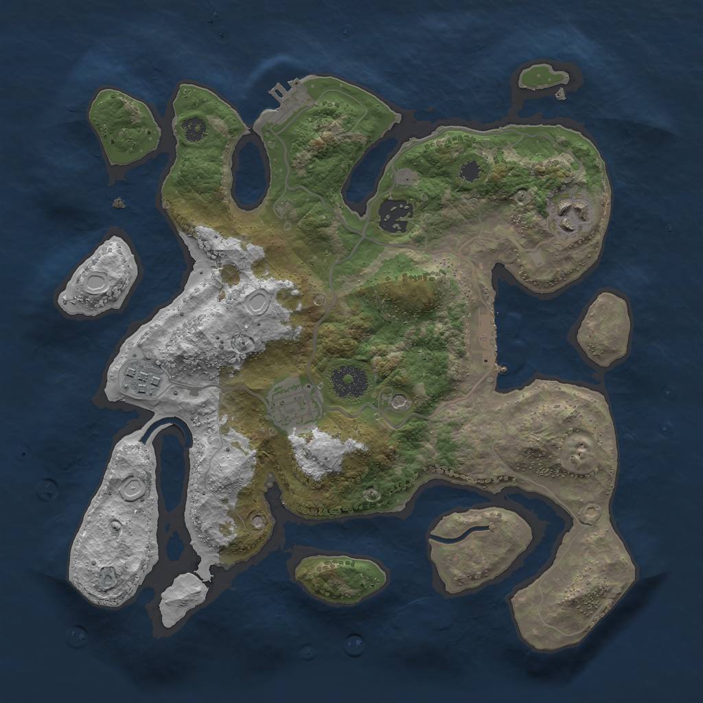 Rust Map: Procedural Map, Size: 3000, Seed: 698341, 12 Monuments