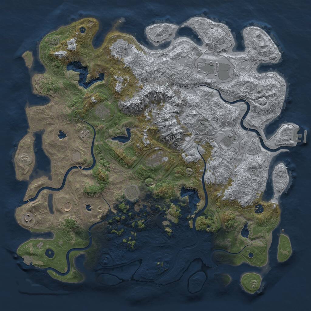 Rust Map: Procedural Map, Size: 5009, Seed: 1234567890, 16 Monuments
