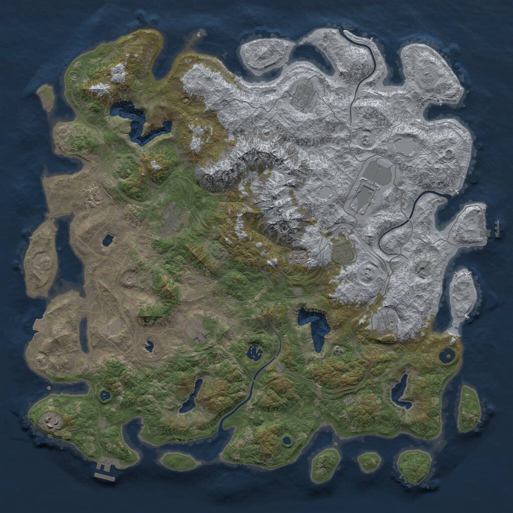 Rust Map: Procedural Map, Size: 5009, Seed: 1234567890, 16 Monuments