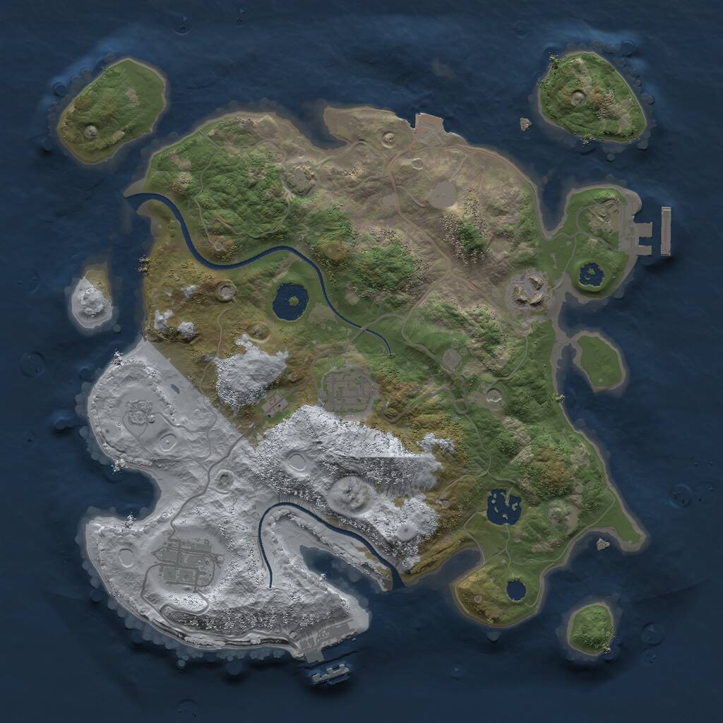 Rust Map: Procedural Map, Size: 3000, Seed: 184330, 10 Monuments