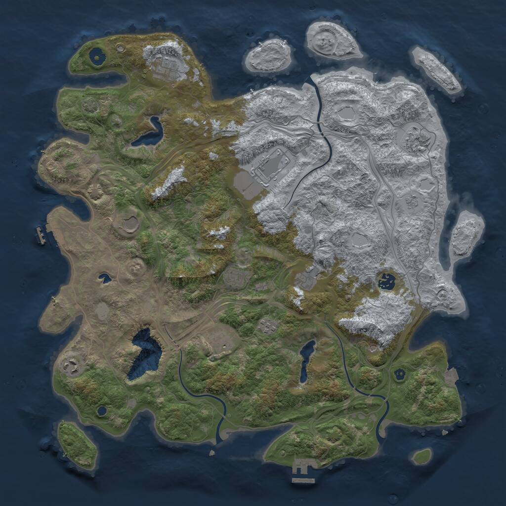 Rust Map: Procedural Map, Size: 4500, Seed: 3280058, 16 Monuments
