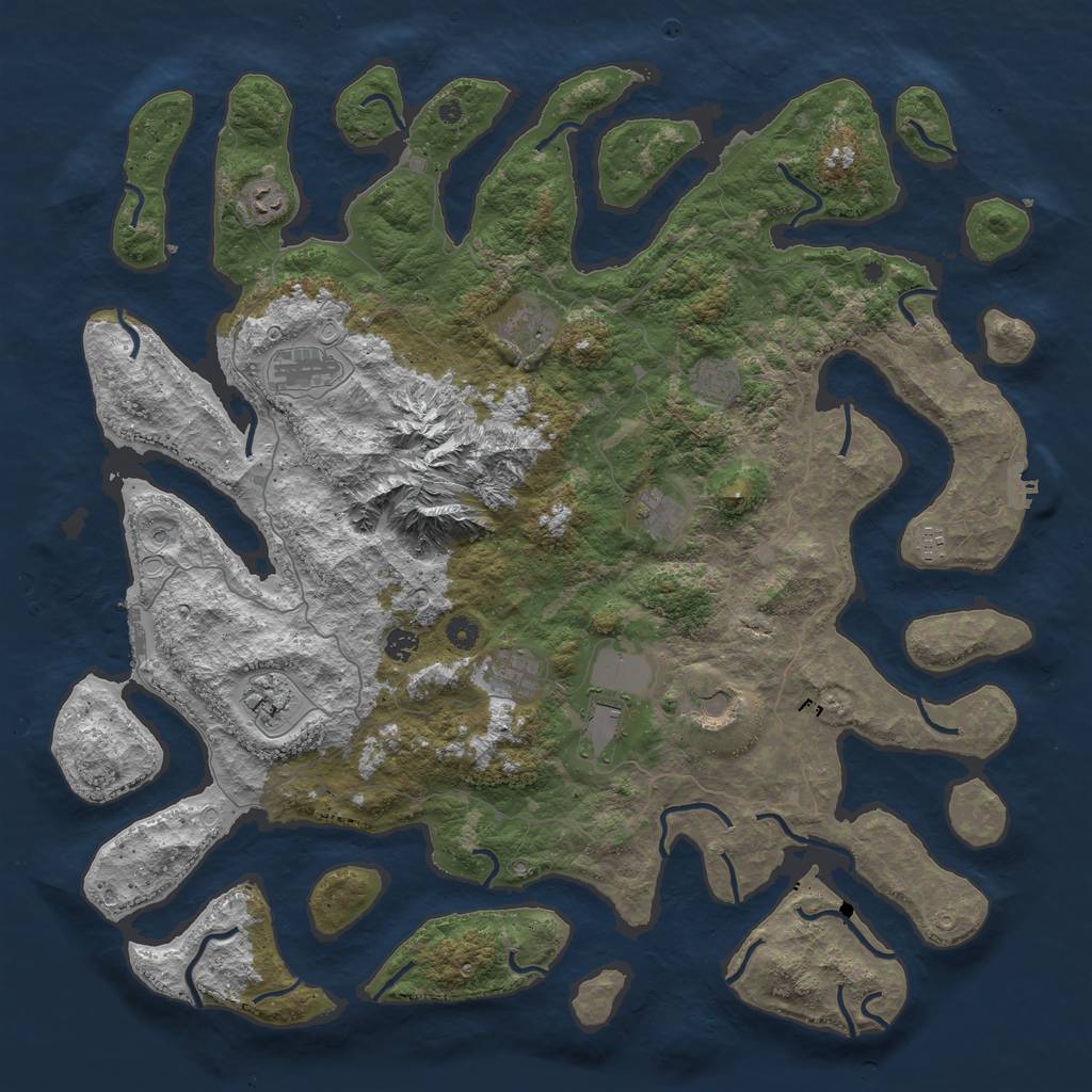 Rust Map: Procedural Map, Size: 5000, Seed: 185864260, 19 Monuments