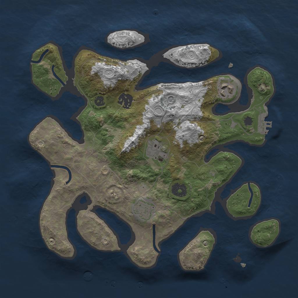 Rust Map: Procedural Map, Size: 3000, Seed: 2065834331, 11 Monuments