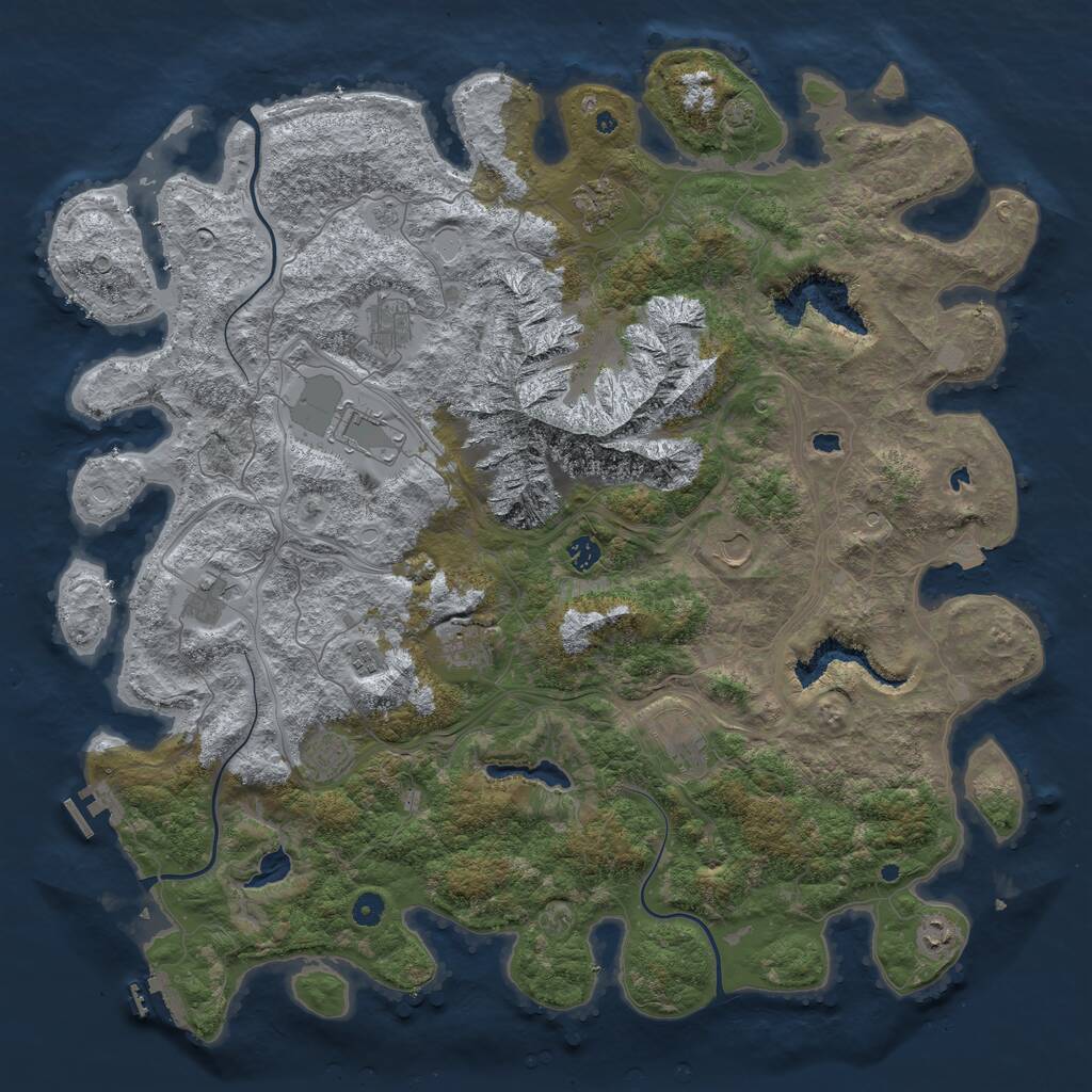 Rust Map: Procedural Map, Size: 5000, Seed: 776354085, 17 Monuments