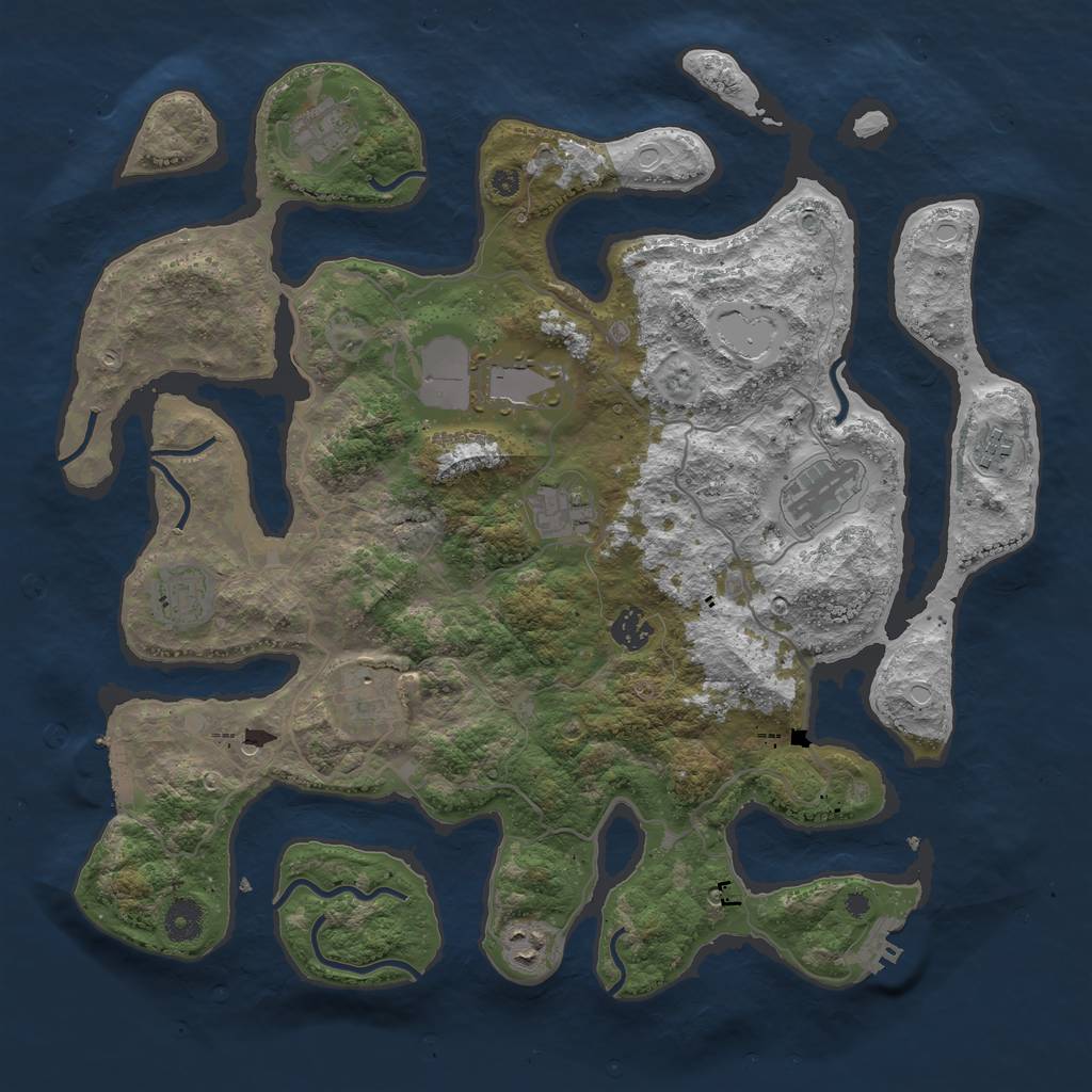 Rust Map: Procedural Map, Size: 4000, Seed: 54139, 17 Monuments