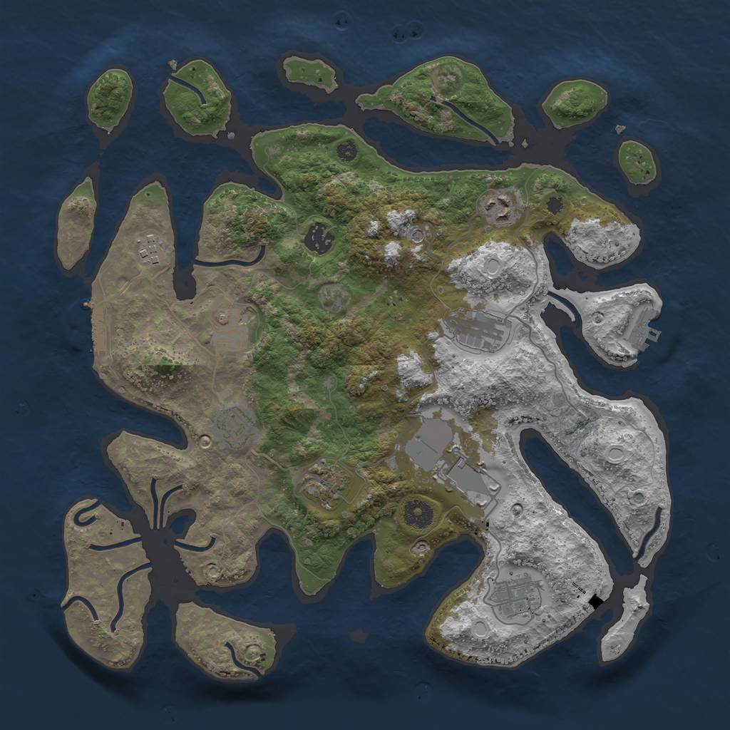 Rust Map: Procedural Map, Size: 3750, Seed: 283624257, 17 Monuments