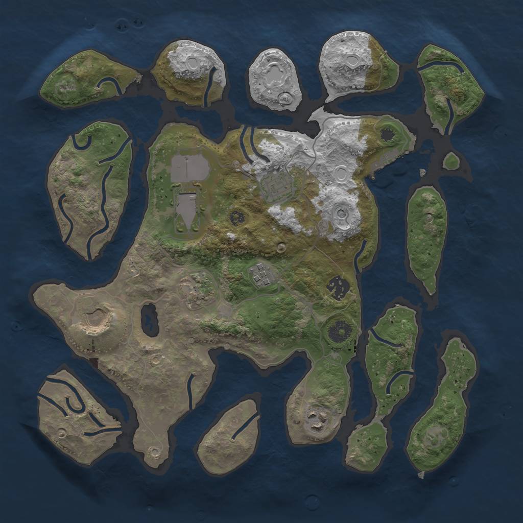 Rust Map: Procedural Map, Size: 3500, Seed: 494813567, 14 Monuments