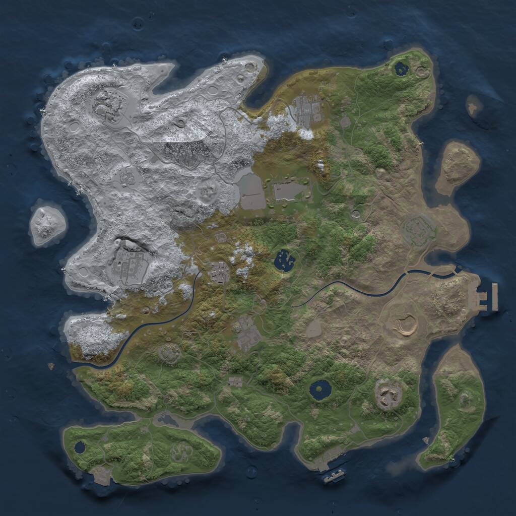 Rust Map: Procedural Map, Size: 3750, Seed: 141289093, 16 Monuments