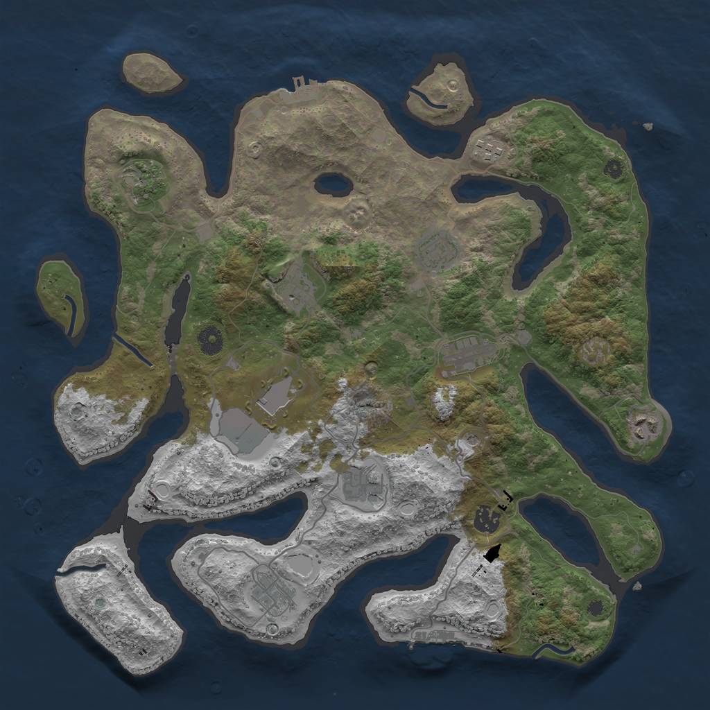 Rust Map: Procedural Map, Size: 3947, Seed: 2147483647, 18 Monuments