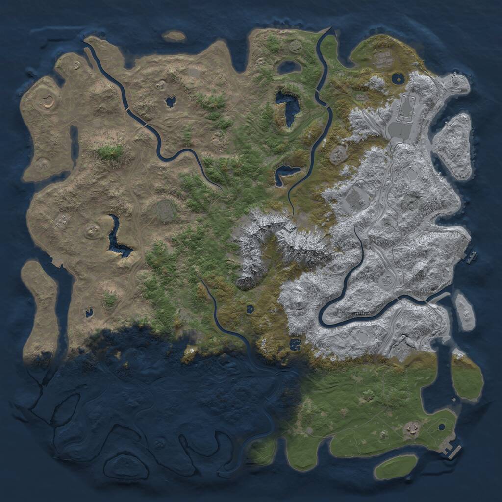 Rust Map: Procedural Map, Size: 6000, Seed: 1437693832, 17 Monuments