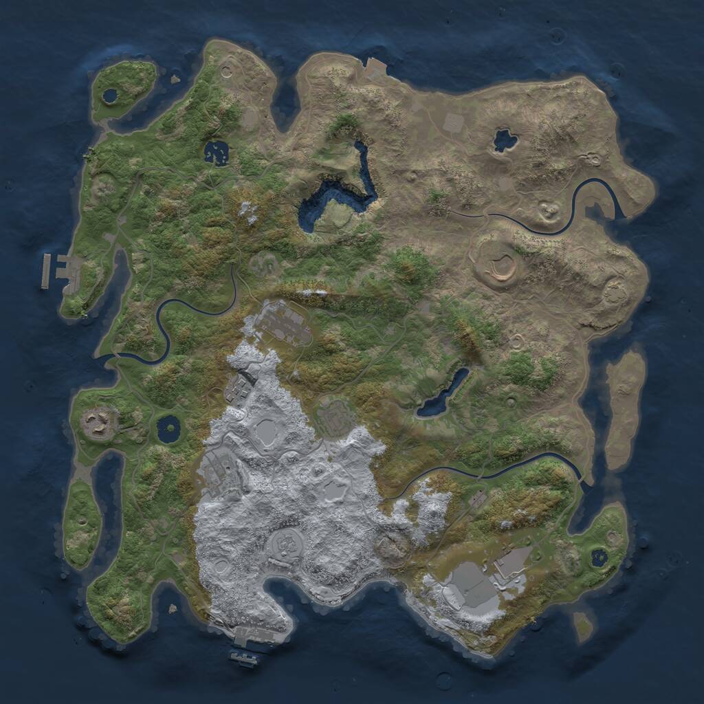 Rust Map: Procedural Map, Size: 4050, Seed: 1623556615, 14 Monuments