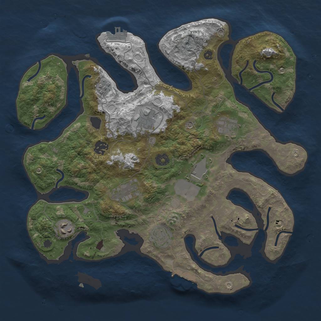 Rust Map: Procedural Map, Size: 3500, Seed: 833336, 16 Monuments