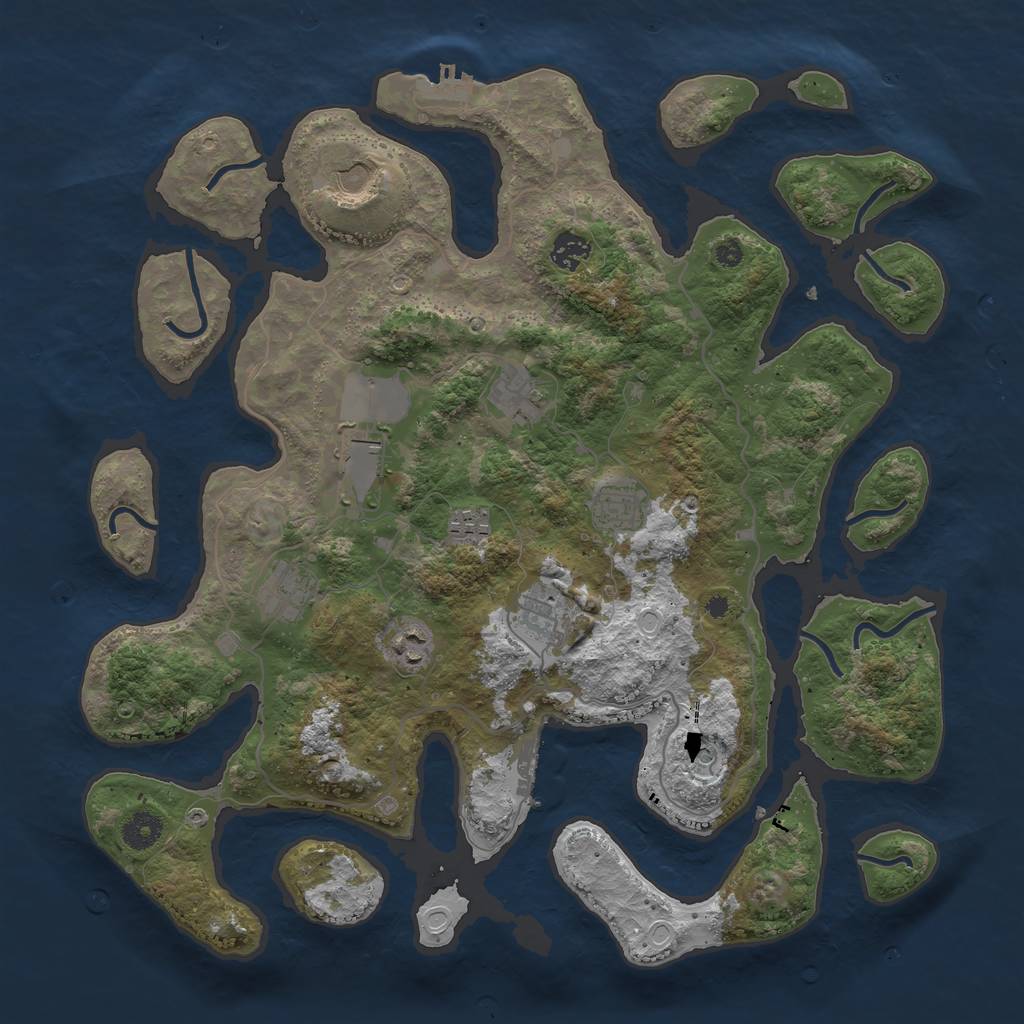 Rust Map: Procedural Map, Size: 4000, Seed: 667277822, 17 Monuments