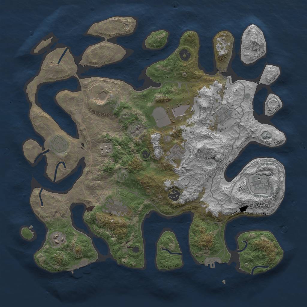 Rust Map: Procedural Map, Size: 4000, Seed: 4178255, 18 Monuments