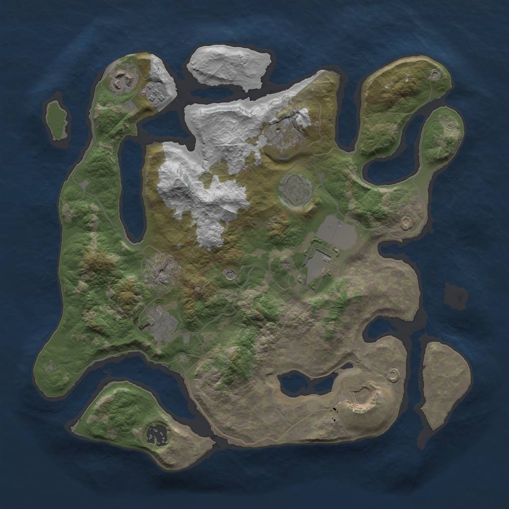 Rust Map: Barren, Size: 3500, Seed: 125843149, 11 Monuments