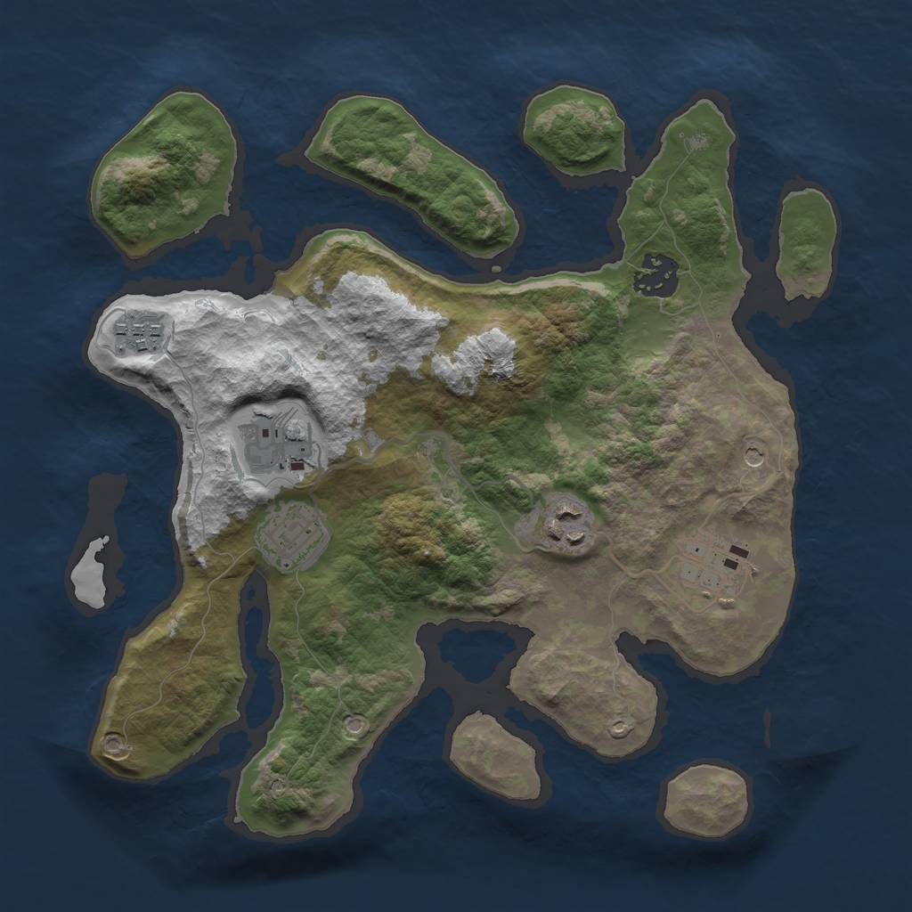 Rust Map: Barren, Size: 3000, Seed: 1609309422, 9 Monuments