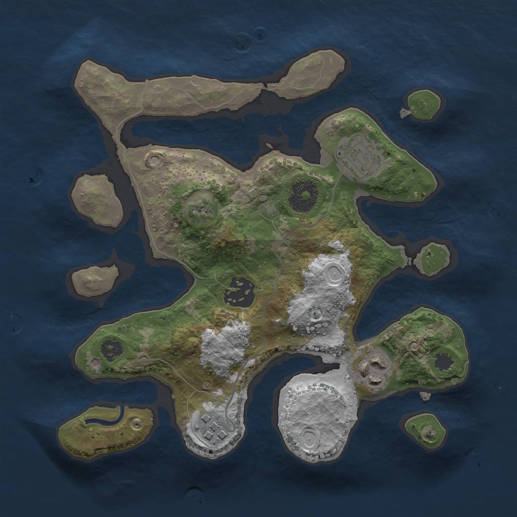 Rust Map: Procedural Map, Size: 2500, Seed: 13921, 9 Monuments