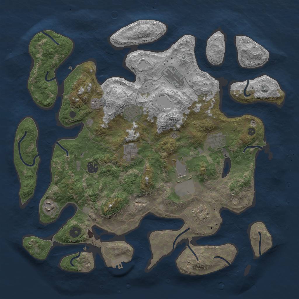 Rust Map: Procedural Map, Size: 3999, Seed: 13776, 16 Monuments