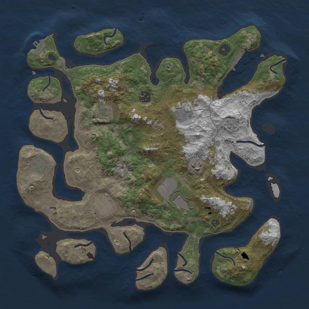 Rust Map: Procedural Map, Size: 4000, Seed: 29801285, 16 Monuments