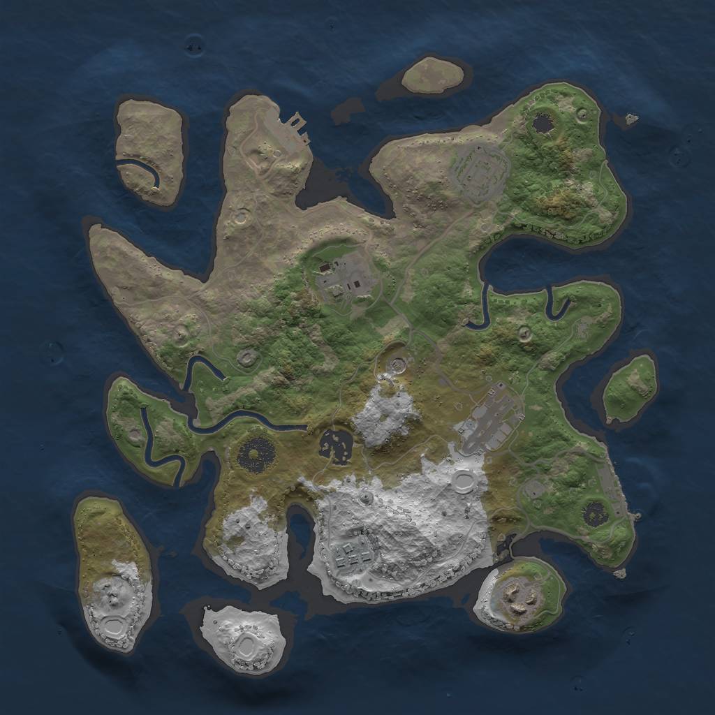 Rust Map: Procedural Map, Size: 3000, Seed: 7256494, 14 Monuments