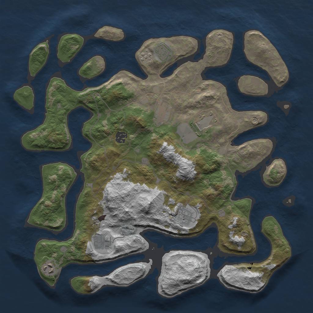 Rust Map: Barren, Size: 4000, Seed: 110921, 11 Monuments