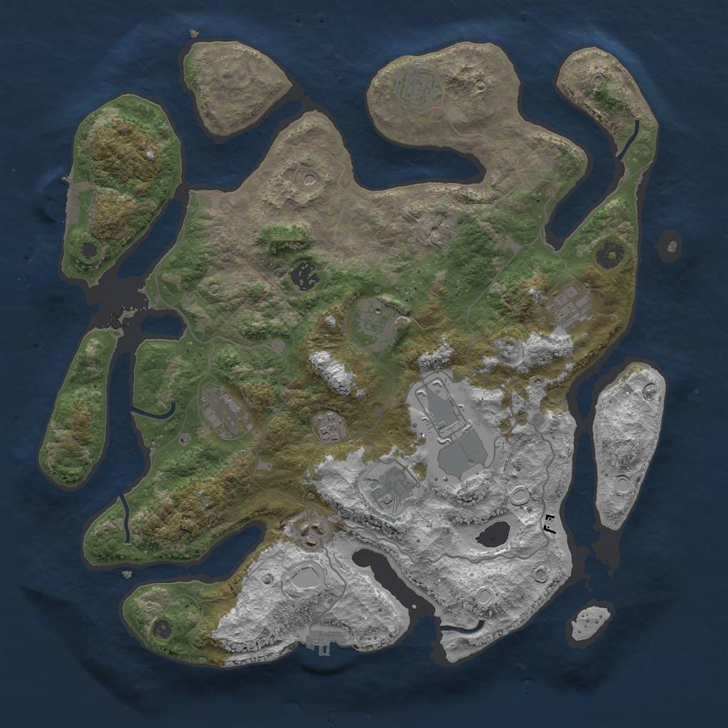 Rust Map: Procedural Map, Size: 4000, Seed: 199316877, 17 Monuments