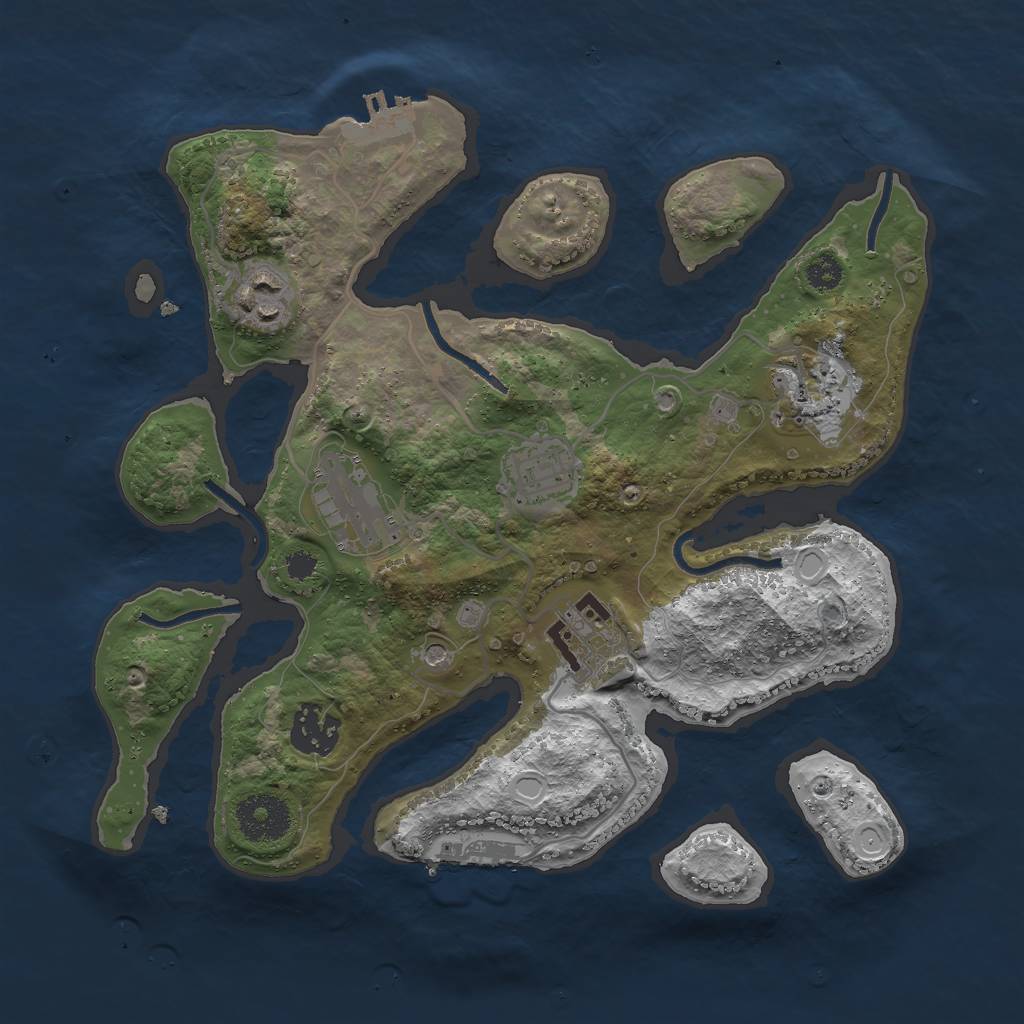 Rust Map: Procedural Map, Size: 3000, Seed: 344956, 14 Monuments
