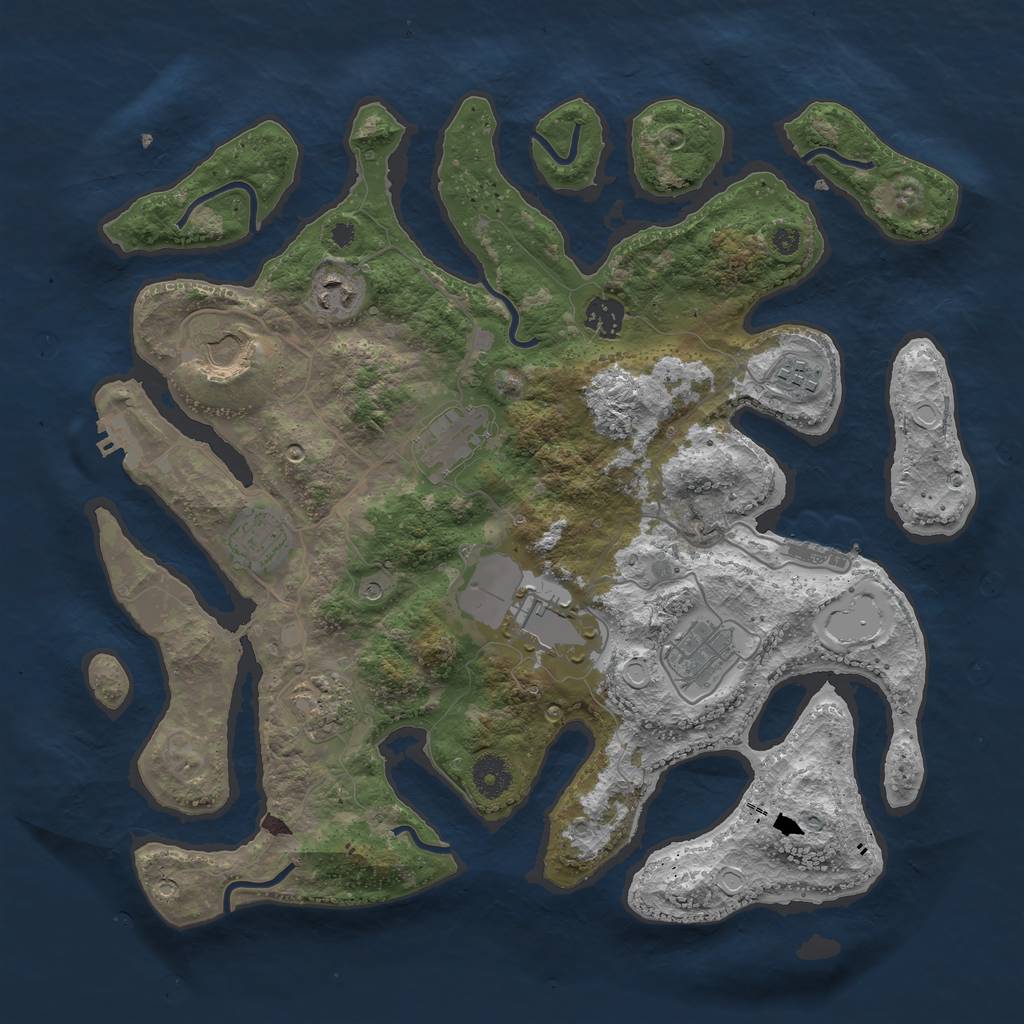 Rust Map: Procedural Map, Size: 3800, Seed: 115193105, 17 Monuments
