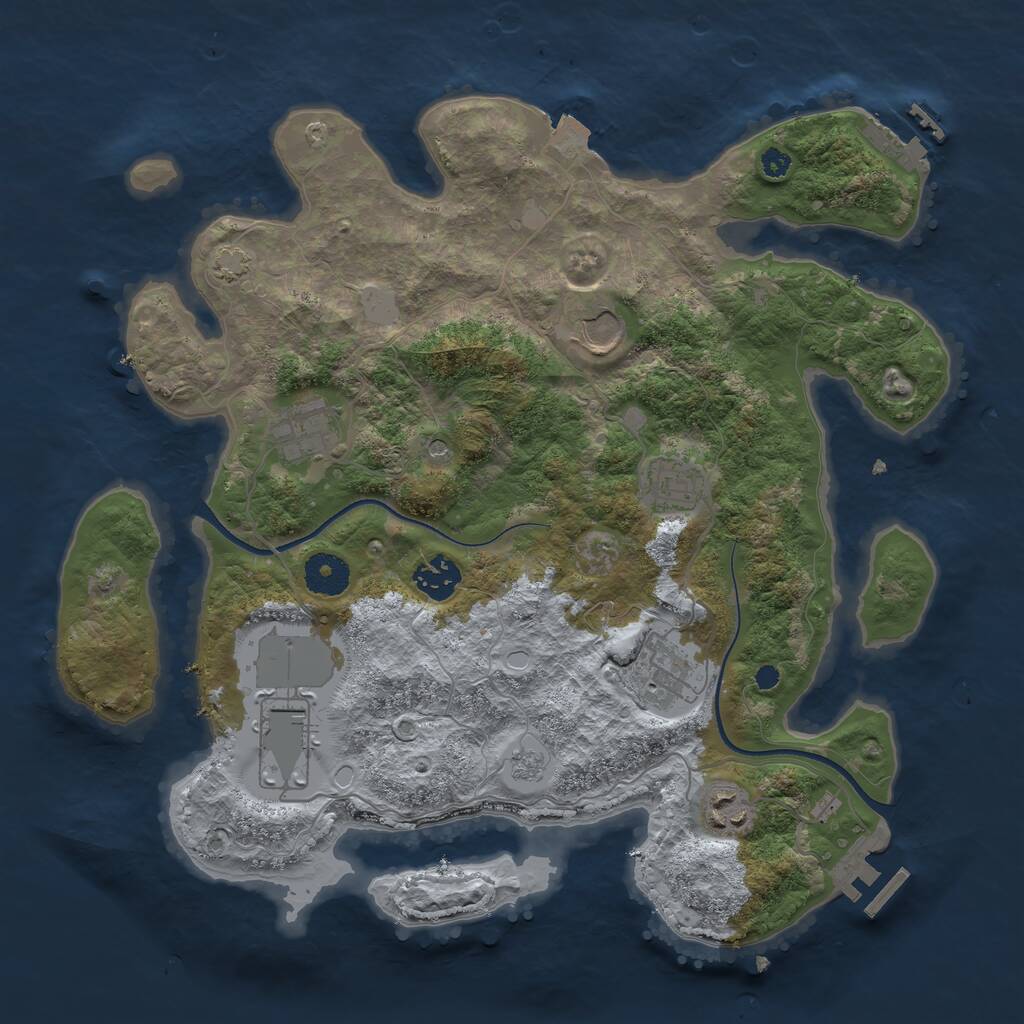 Rust Map: Procedural Map, Size: 3500, Seed: 801463994, 13 Monuments