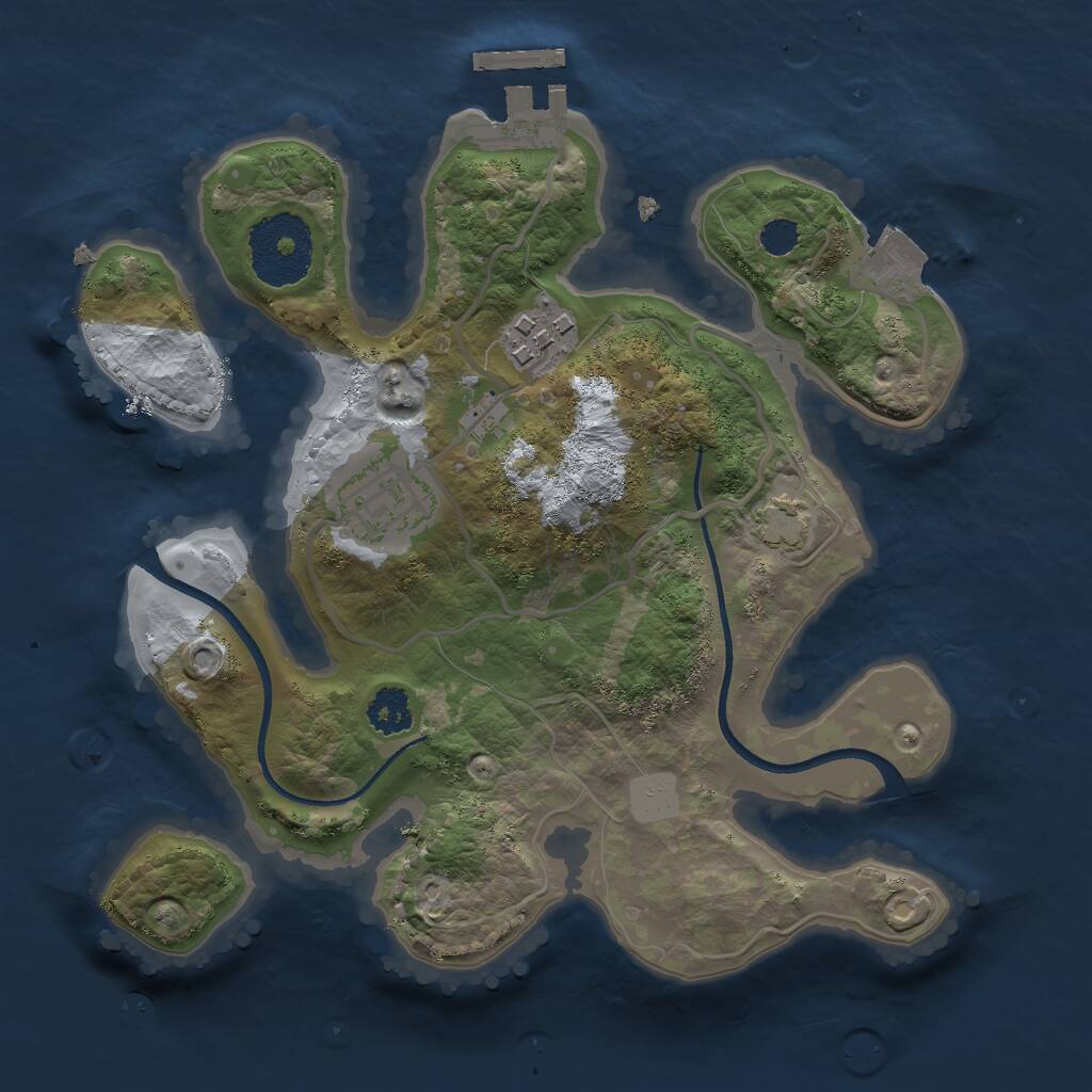 Rust Map: Procedural Map, Size: 2400, Seed: 1234567, 5 Monuments